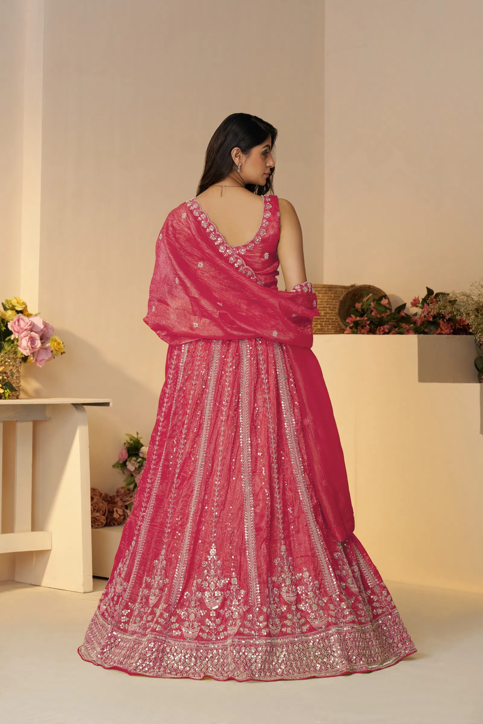 Kf 44 Pink Jimmy Choo Embroidered Bridal Lehenga Wholesale Clothing Suppliers In India